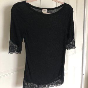 Black Free People Short Sleeve top w/ lace details